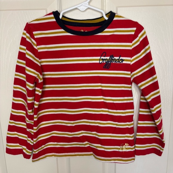 Mini Boden Harry Potter Red Gold Gryffindor Long Sleeve Top Size 4-5 Preowned - Picture 1 of 7